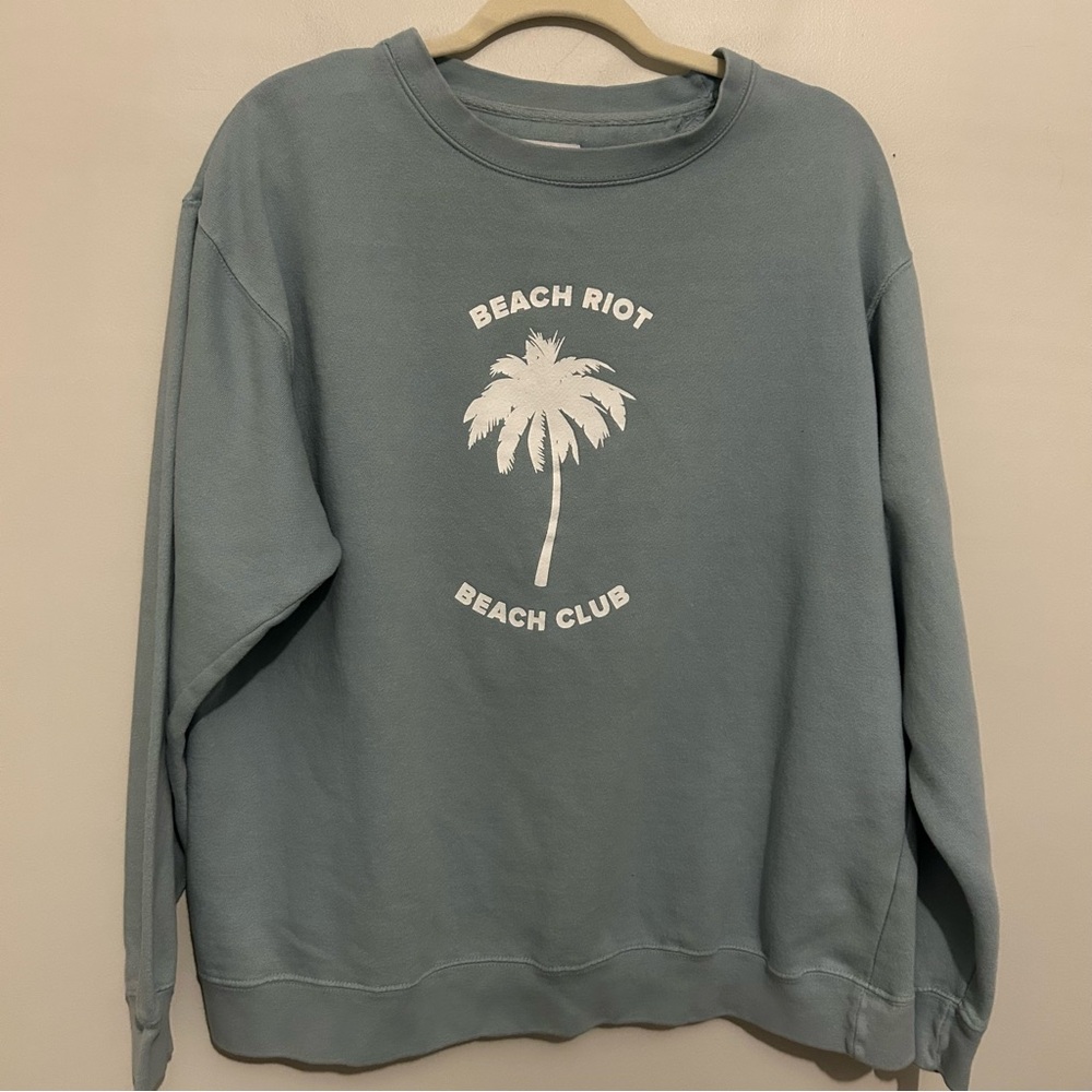 Beach Riot Beach Club Long Sleeve Logo Pullover Sweatshirt sz L Large